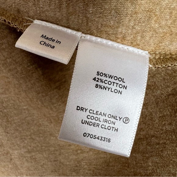 SABA Women’s Wool Rich Blend Cardigan Jacket Tan Cream Felt Long Sleeve Size L - Picture 12 of 14